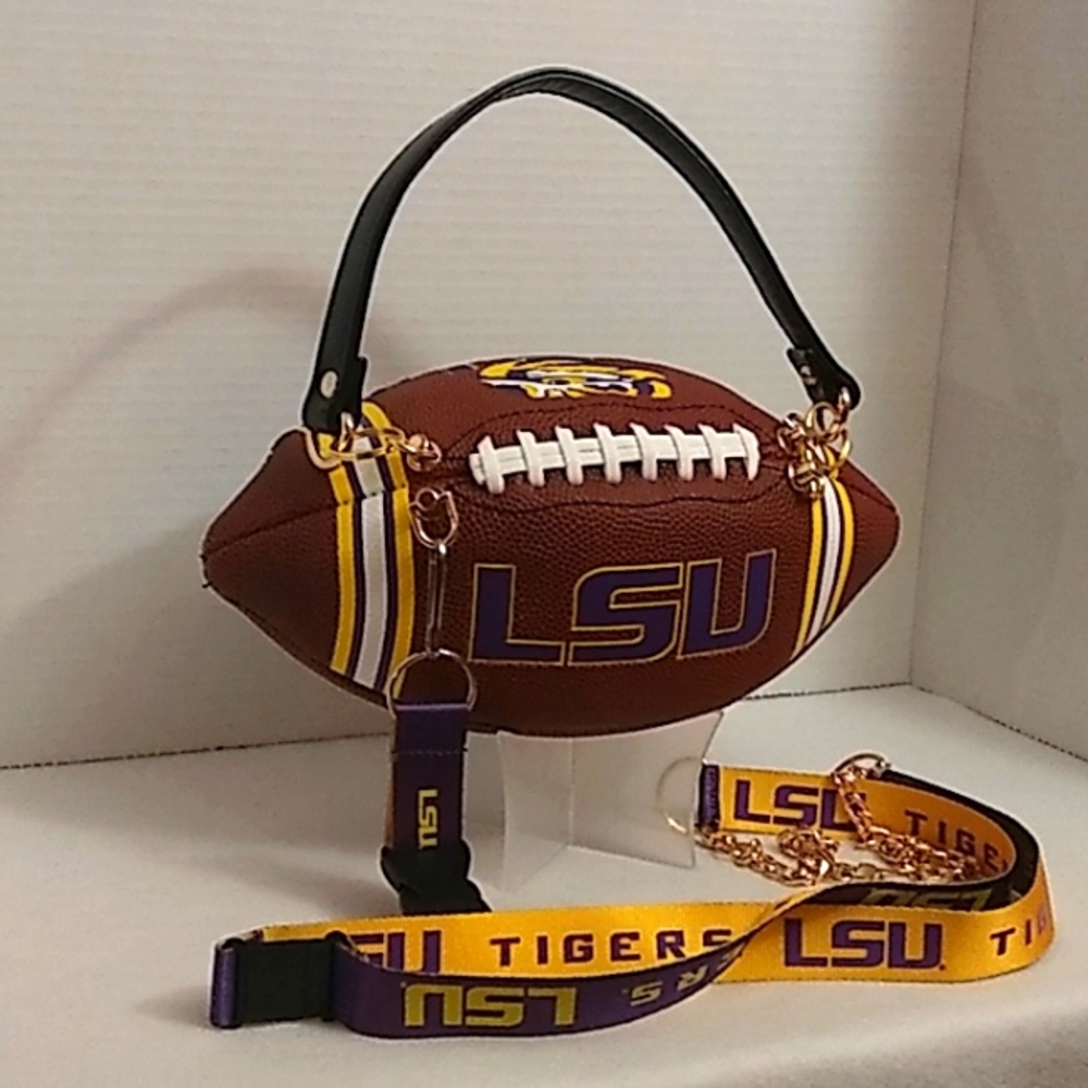 LIMITED EDITION HANDMADE Football Purse NCAA COLLEGE (LSU TIGERS) 🏈 - Picture 9 of 17